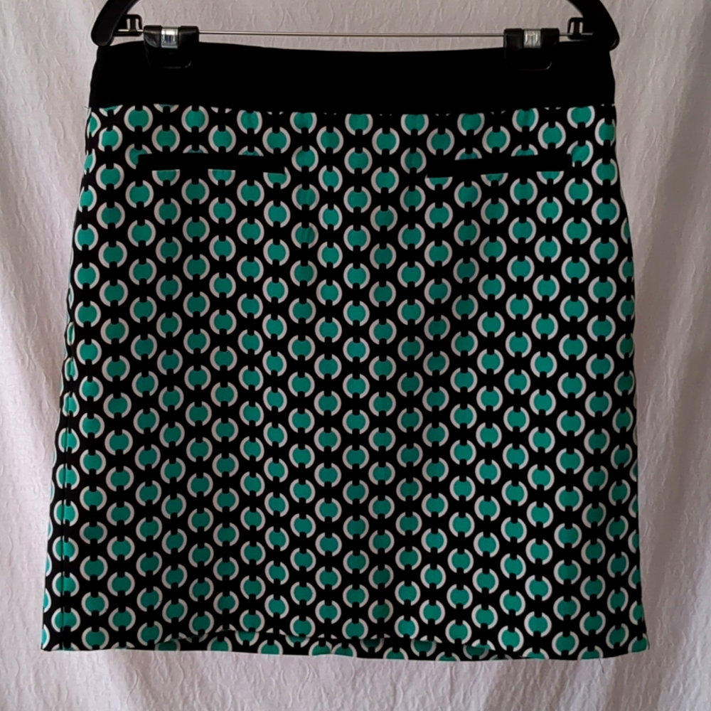 Worthington Green and Black Lined Skirt Size 12